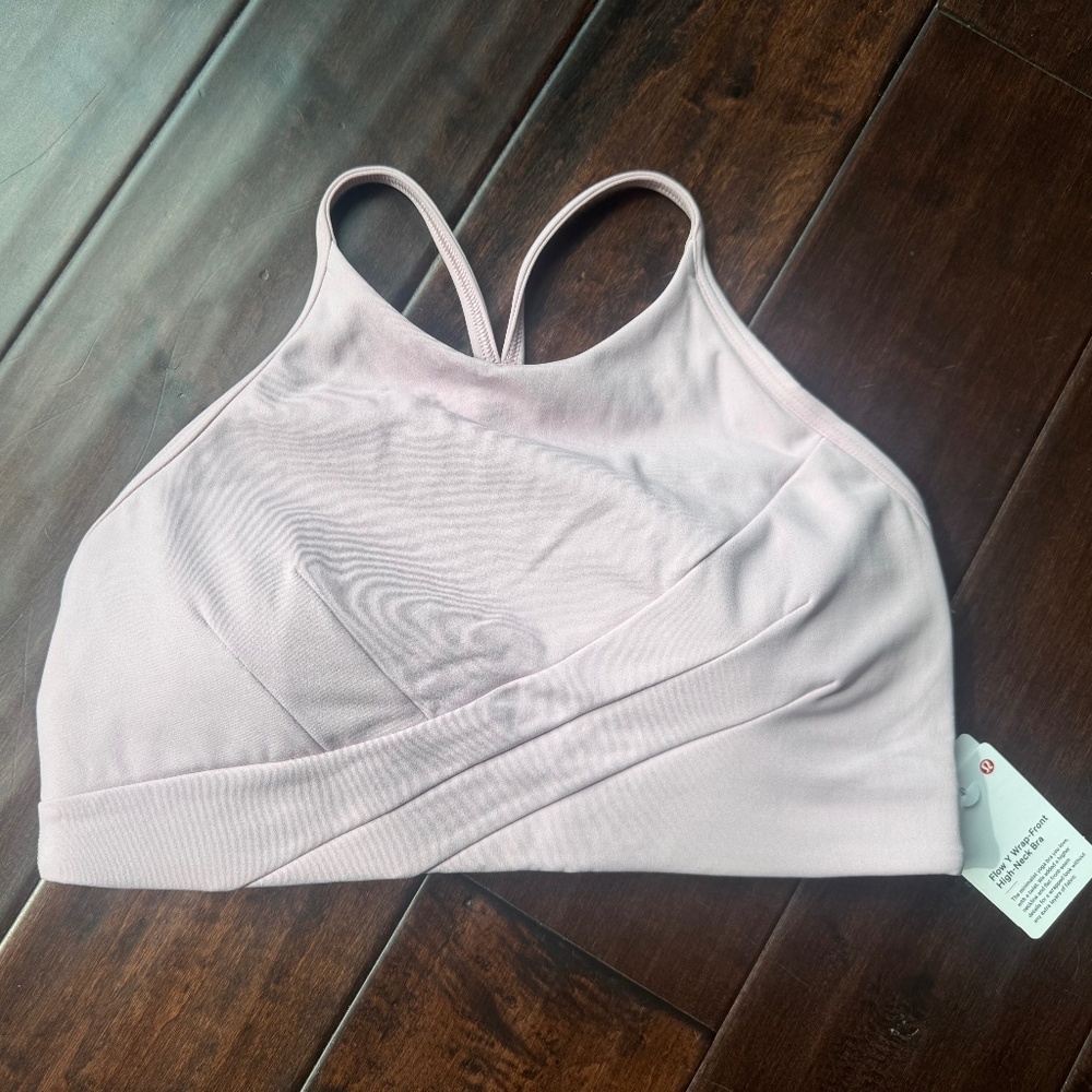 Lululemon Flow Y Wrap Front High Neck Bra, PKPI, Size 8, NWT